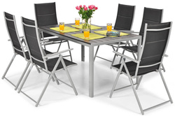 OUTLET - Meble ogrodowe aluminiowe MODENA - Srebrno-czarne