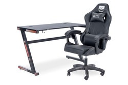 Zestaw fotel Grizzly PRO + stolik gamingowy 120 cm - czarno/czerwony 
