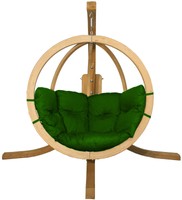 Fotel wiszący KOKON na drewnianym stelażu - zielony