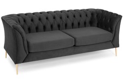 Sofa 2-osobowa w stylu angielskim Chesterfield - grafitowy