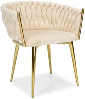Stylowe krzesło złote nogi welur ROSA - beżowe