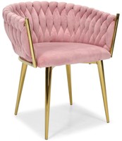 Krzesło z plecionym oparciem ROSA - pudrowy róż