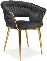 OUTLET -  krzesło glamour plecione oparcie IRIS LUX - czarne