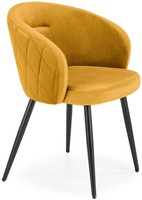 Pikowane krzesło do salonu K430 - musztardowy