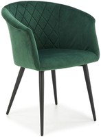 Tapicerowane krzesło pikowane z podłokietnikami - ciemnozielone
