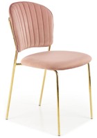 Welurowe krzesło glamour złote nogi K499 - różowy