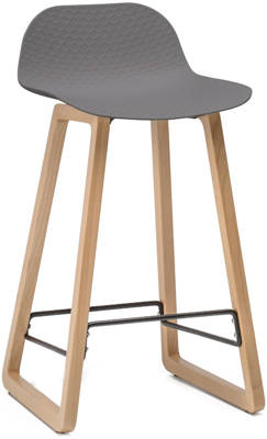 Drewniany hoker kuchenny wysokie krzesło barowe VIGO - szary