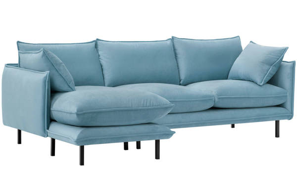 Duża sofa narożna lewa do pokoju dziennego - błękitny