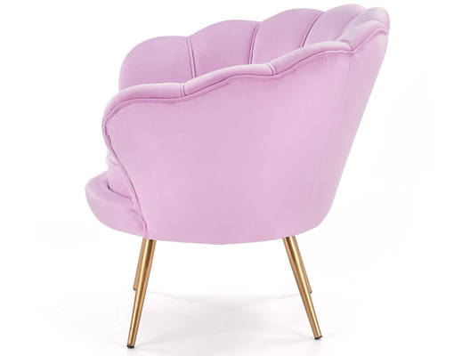 Fotel Glamour MUSZLA AMORINO ze złotymi nogami - fioletowy