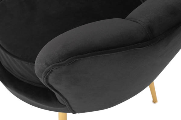 Fotel tapicerowany Glamour MUSZLA AMORINO GOLD - czarny