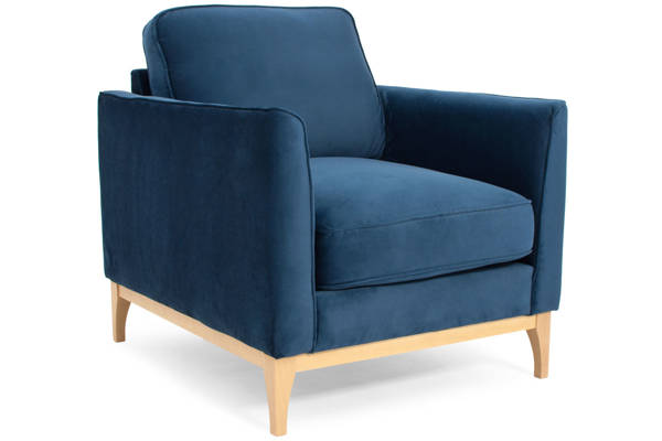 Fotel tapicerowany do salonu LIVERPOOL - ciemnoniebieski