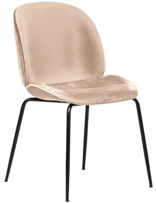 Jasne krzesło tapicerowane czarne nogi loft BOLIWIA - kremowy