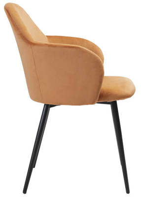 Krzesło welurowe z podłokietnikami MADRYT - rudy