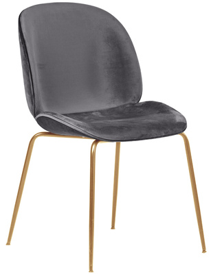 Nowoczesne krzesło welurowe złote nogi glamour BOLIWIA - szary