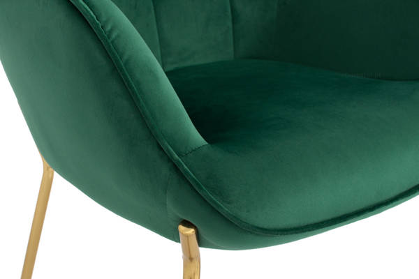 Nowoczesny fotel LOFT CASTEL 2 ze złotymi nóżkami - ciemna zieleń