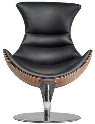 Nowoczesny skórzany fotel wypoczynkowy z podnóżkiem SYDNEY - czarny