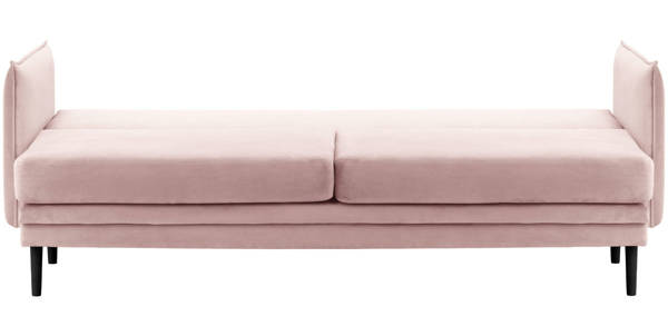 Sofa rozkładana na nóżkach z pojemnikiem na pościel - pudrowy róż