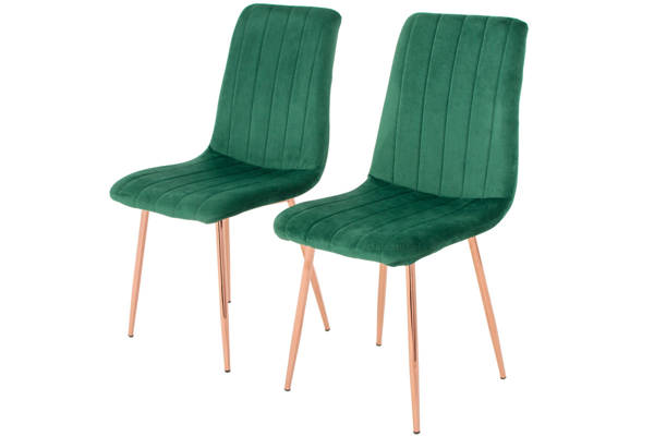Stół BALTIMORE i 6 krzeseł SOFIA - zestaw do jadalni - brąz + zielony