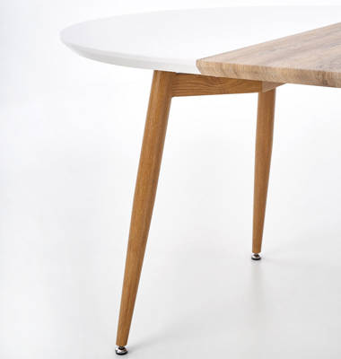 Stół rozkładany owalny EDWARD 120-200 cm - biały/dąb miodowy