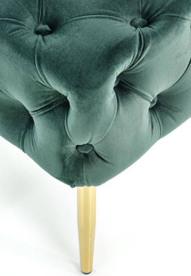 Stylowa pikowana ławka złote nogi ATHENA - zielony