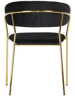 Stylowe krzesło welurowe na złotych nogach GOMA - czarny