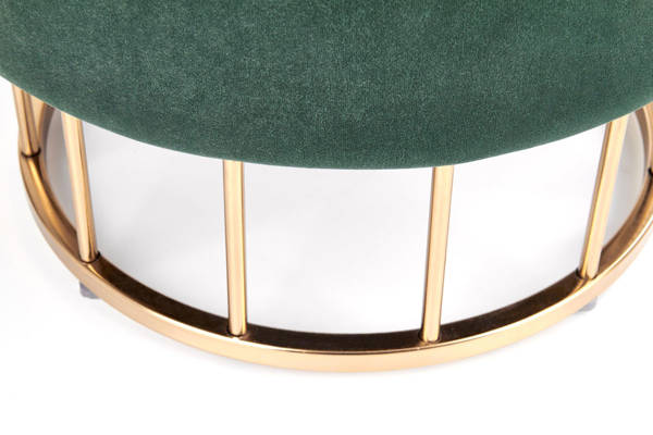 Tapicerowany stołek pufa MINTY - ciemny zielony / złoty