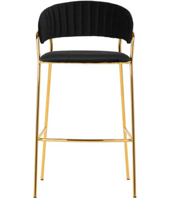Wysokie krzesło barowe welur hoker GOMA 75- czarny