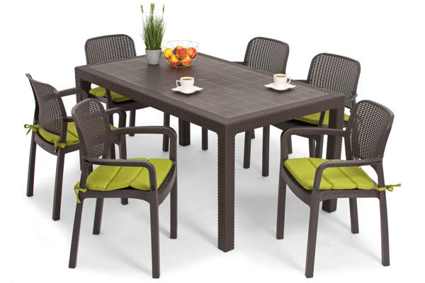 Zestaw ogrodowy 6-osobowy SAMANNA stół i krzesła - brązowy