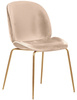 Jasne krzesło tapicerowane złote nogi welur BOLIWIA - kremowy