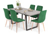 Stół BALTIMORE i 6 krzeseł SOFIA - zestaw do jadalni - szary + zielony